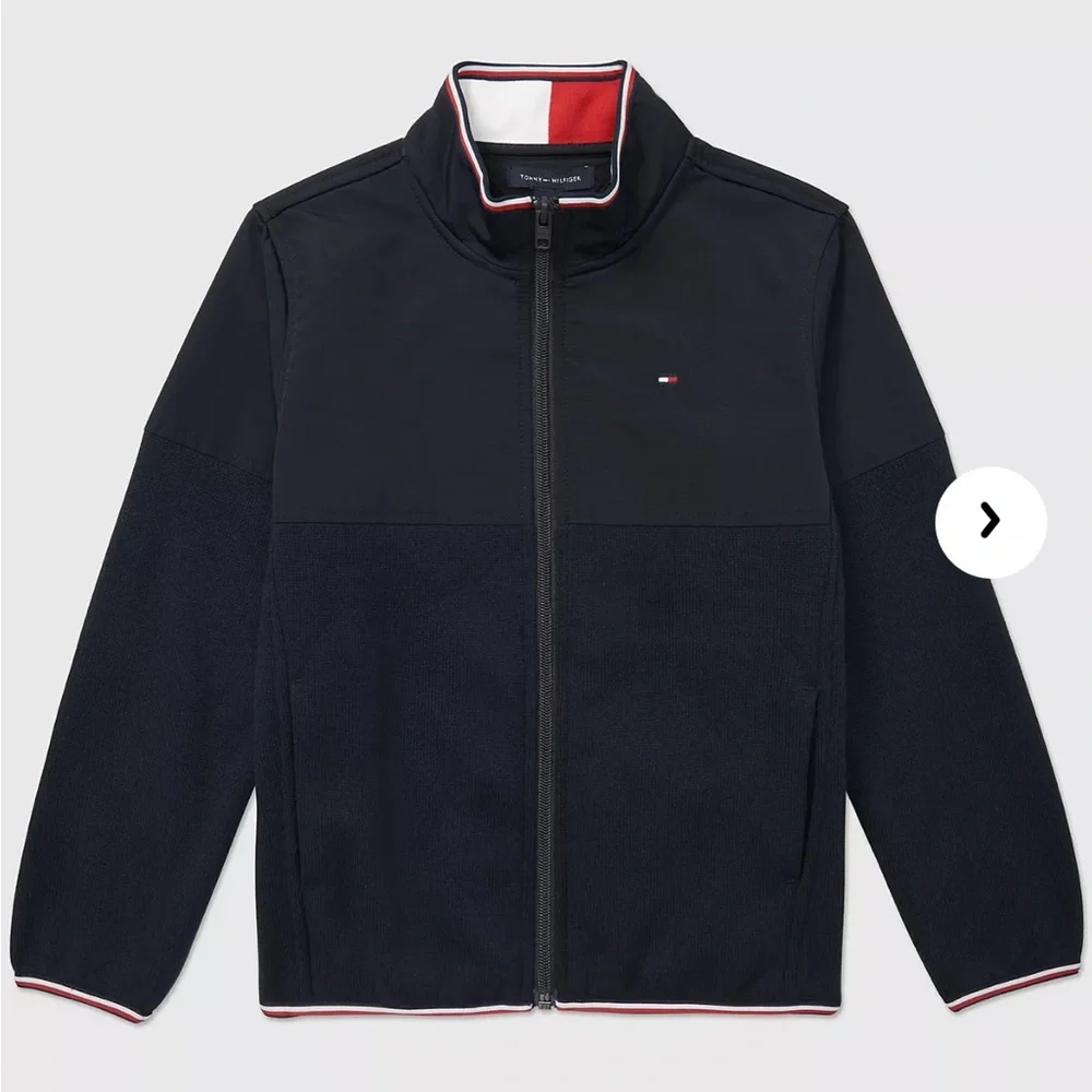 Boys Tommy Hilfiger Navy Jacket w/ Red & White Signature accent trim. Small 6/7 - Picture 1 of 7